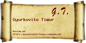 Gyurkovits Timur névjegykártya